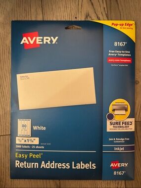 Avery White Return Address Labels - Blue Packaging (2000 labels/25 sheets)